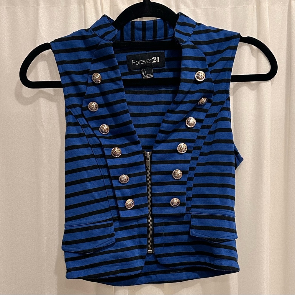 Forever 21 Navy and Black Striped Tank Top